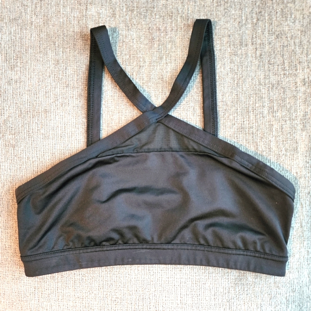 Victoria's Secret VSX Black High Neck Halter Mesh Sports Bra
